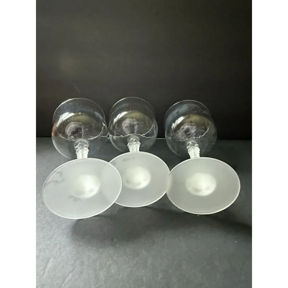 Vintage French Wine Glass by Cristal D'Arques Durand France Frosted Deco Barware